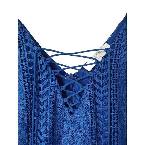 ASTR The Label women's Size Medium Royal Blue Lace Sleeveless Mini Dress Boho - Picture 4 of 10